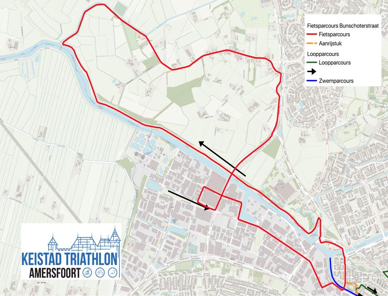 Door middel van pylonnen is één rijstrook afgezet voor de atleten. Na het water, bij een groot kruispunt rechtsaf de Nijverheidsweg-Noord op.