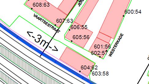 Figuur 3: geluidsbelasting en ligging waarneempunten conform TB SIU Westerkade Gesloopt gebouw Westerkade 37 en 38 Figuur 4: situatie met HOV o/d Zuid TB scherm 3m +BS rand HOV kunstwerk