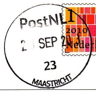Postkantoor; adres in 2018: Jumbo supermarkt MAASTRICHT 23 (type III: links uitgelijnd) Met dank aan Coen van Straalen voor de