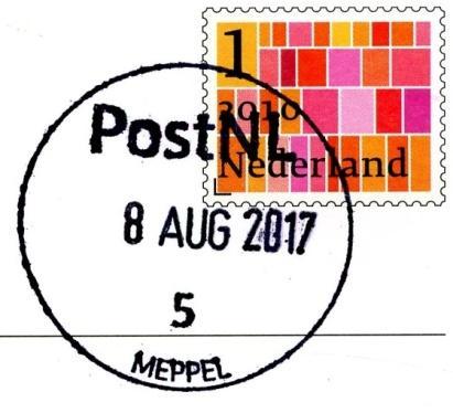 Collectie BvM. Met dank aan Albert Wuite voor de afdruk van 5 JUL 2017 Ruskenstuk 18A (Oosterboer) Pakketpunt; adres in 2017: The Read Shop Express Meppel MEPPEL 5 Collectie BvM.