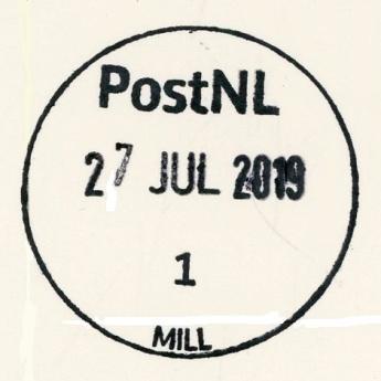 Postkantoor; adres in 2017: Albert Heijn supermarkt Opgeheven: februari 2019 MILL 1 (type I: gecentreerd; woordbreedte 22 mm) Markt 20A Pakketpunt; gevestigd in 2018: Jan Linders supermarkt MILL 1