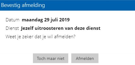 Mail je coördinator (staan onder Contact op de fietsmaatjeswebsite) om de reservering ongedaan te maken, als je dat zelf niet direct hebt gedaan.