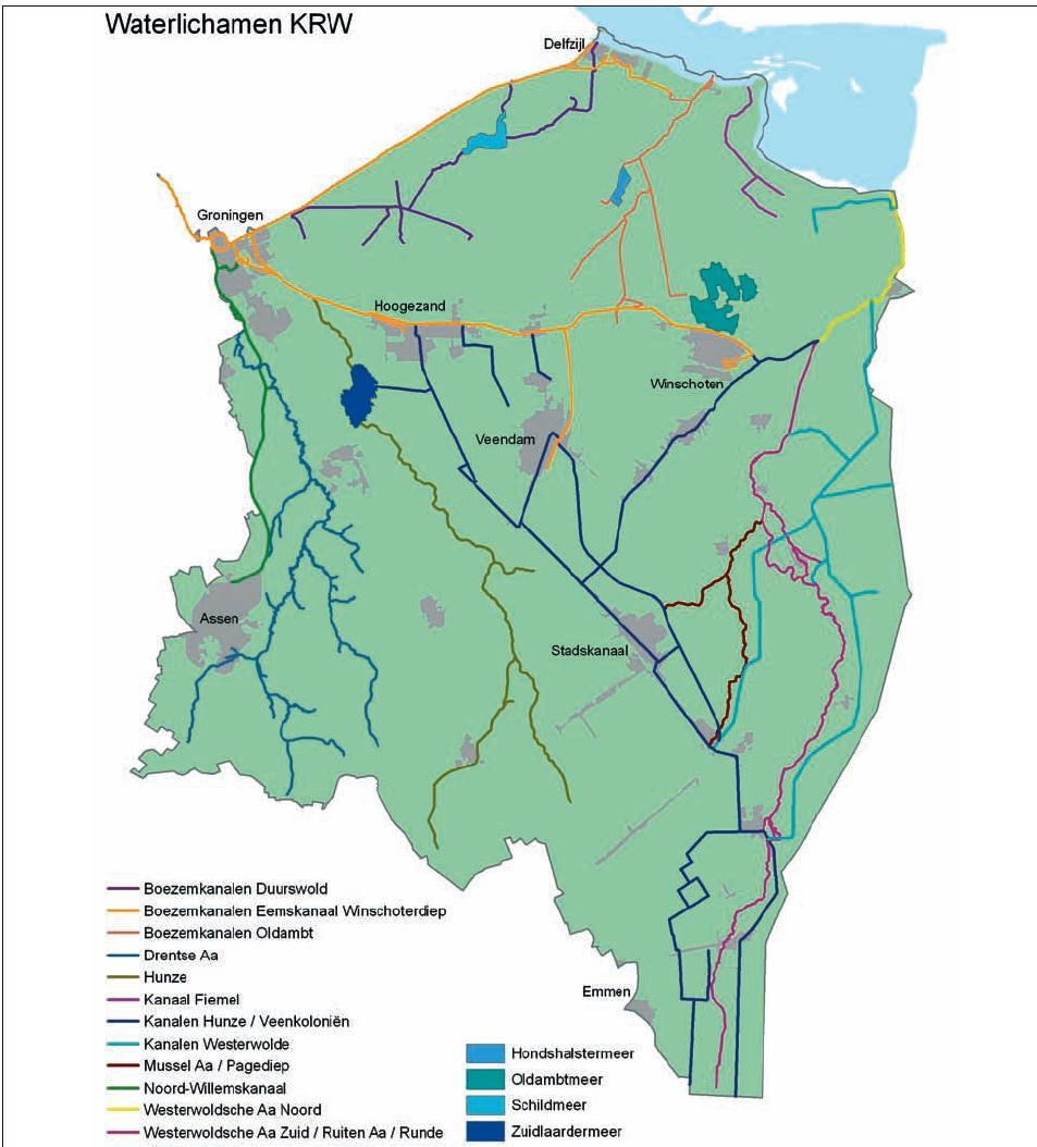 KRW-lichamen Hunze & Aa's Noorderzijlvest Het beheergebied van waterschap Noorderzijlvest maakt deel uit van de deelstroomgebieden Rijn-Noord en Neder-Eems.