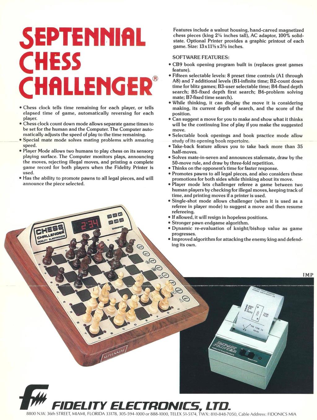 Fidelity Septennial Chess Challenger (Source: Fidelity Electronics International Miami Florida USA) (photo copyright by