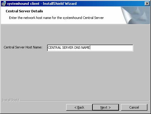 4. U dient nu de servernaam in te vullen van uw systemhound server.