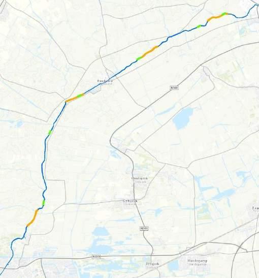 meter uitgevoerd met vervolgens per meetpunt één of twee elektrotrajecten van 25 meter in de oeverzone (per traject zijn steeds beide oevers over 25 meter afstand bevist).