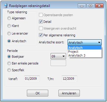 5. Raadplegen/Afdrukken Volgende raadplegingen en afdrukken van analytische gegevens zijn beschikbaar: inzoomen op analytische detail bij raadplegen dagboek (zie hierboven).