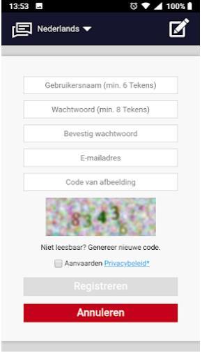 26. Ga naar emodul.eu. Eerst moet je registreren. Vul de gevraagde gegevens in als de app is geopend.