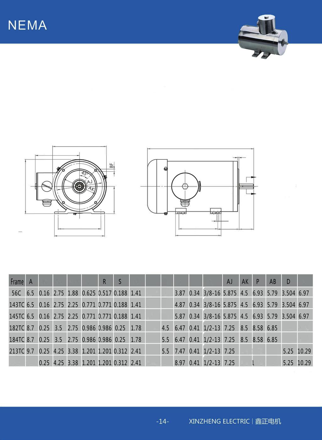 Framesize size toto15tc 15TCTENV TENV Frame SINGLE CAPACITOR. Afmetingen NEMA RVS motoren / Dimensions NEMA CRES motors SINGLE CAPACITOR.