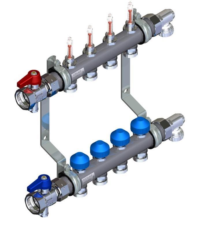 Verdeler zonder pomp Een verdeler zonder pomp, ook wel open verdeler genoemd wordt toegepast wanneer de aanvoertemperatuur van het verwarmingswater niet hoog genoeg is om gemengd te worden of wanneer