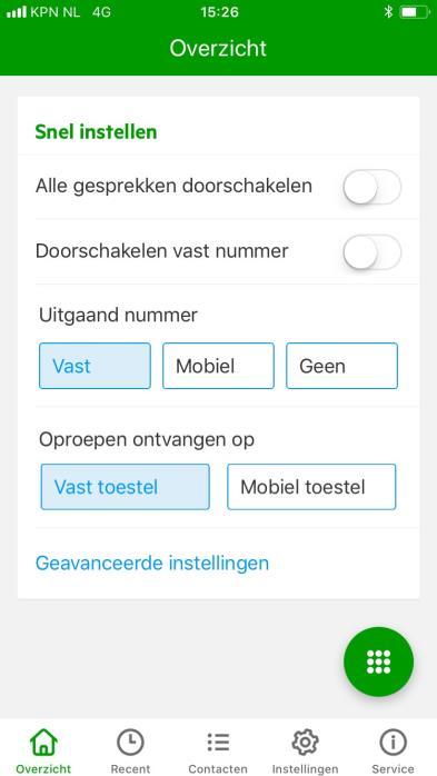 Overzicht 1. Alle gesprekken doorschakelen a. Vink aan en maak je keuze voor de wijze van doorschakelen. 2. Doorschakelen vast nummer a.