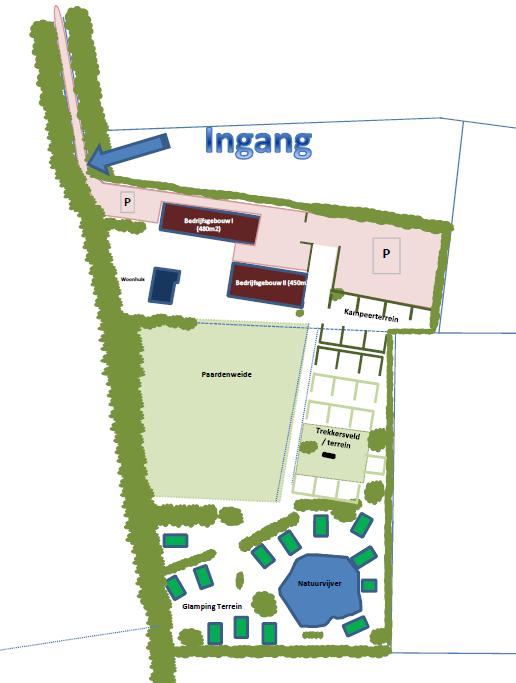 Aanvullend wordt het plangebied voorzien van diverse groene elementen in de vorm van een amfibieënpoel, landschapsbomen en knip- en scheerheggen. Afbeelding 2 geeft de nieuwe situatie weer.