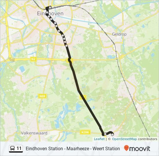 Richting: Leende 13 haltes BEKIJK LIJNDIENSTROOSTER Eindhoven Station Perron F, Eindhoven Eindhoven Witte Dame 4 Emmasingel, Eindhoven Eindhoven Keizersgracht 12 Keizersgracht, Eindhoven Eindhoven