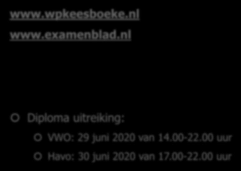 Alle informatie te vinden op: www.wpkeesboeke.nl www.examenblad.