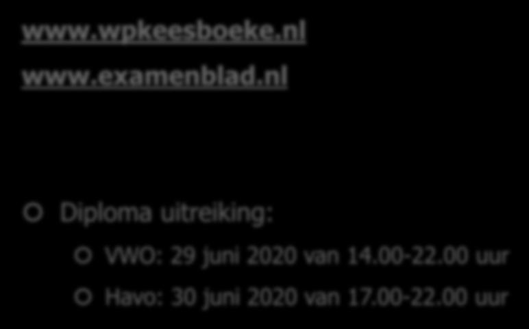 Mijn laatste sheet: Alle informatie te vinden op: www.wpkeesboeke.nl www.examenblad.