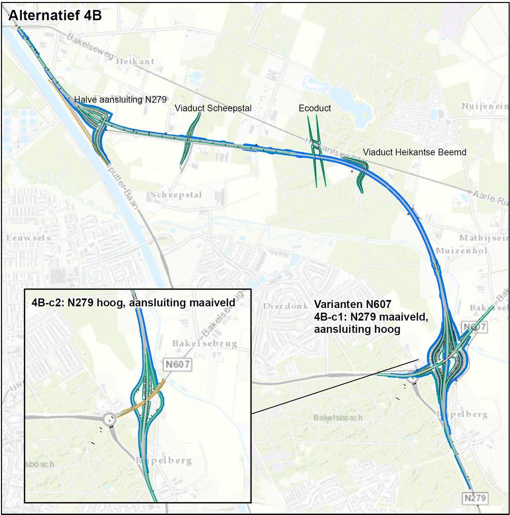 Voor het tracéalternatief omleiding Helmond geldt dat het huidige tracé door Helmond niet geoptimaliseerd wordt, maar gehandhaafd blijft (zie Figuur 1-11).