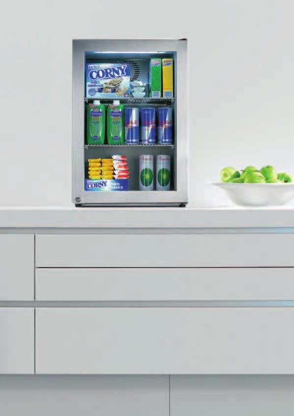 Minibar-koelkast Koelen Tijdloos elegant De FKv 52 is uitgevoerd in elegant edel met een edelstalen achterwand.