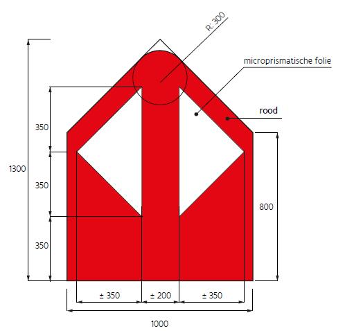 Uitvoering Divergentiepuntbebakeningselement Dit element is half-rond en is in het rood uitgevoerd.