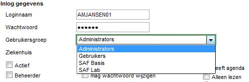2.4 Inloggegevens De administrator kan de gebruiker een inlognaam en wachtwoord geven, (vb. AMJansen01 - Administratief medewerker Jansen 01).