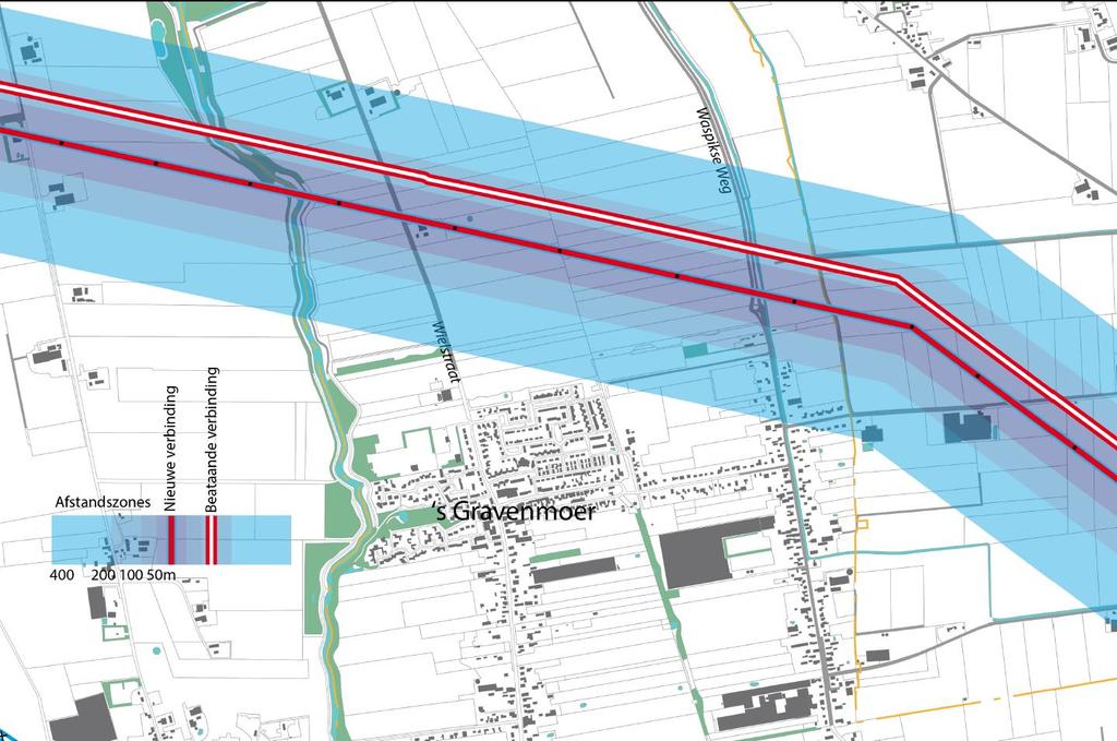 PAGINA 4 van 31 2. Afstand tot woningen Wat wordt de afstand tussen het voorgenomen tracé en 's Gravenmoer?
