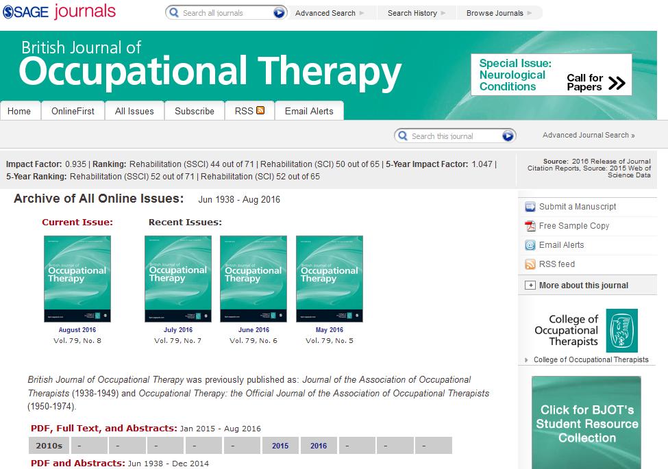 British Journal of Occupational Therapy 1 licentie
