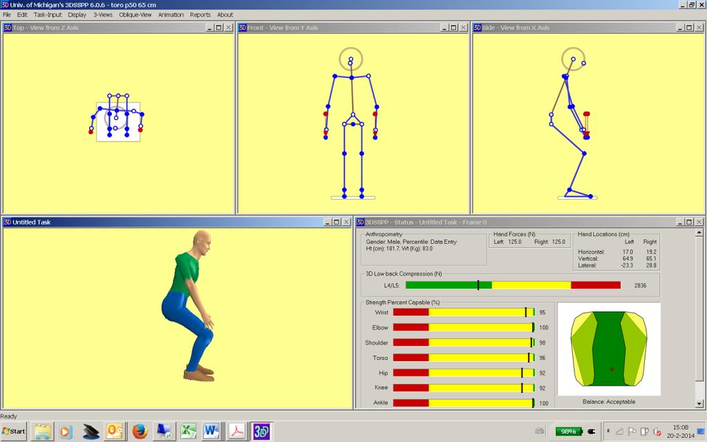 Figuur 1. Voorbeeld van 3DSSPP-model.