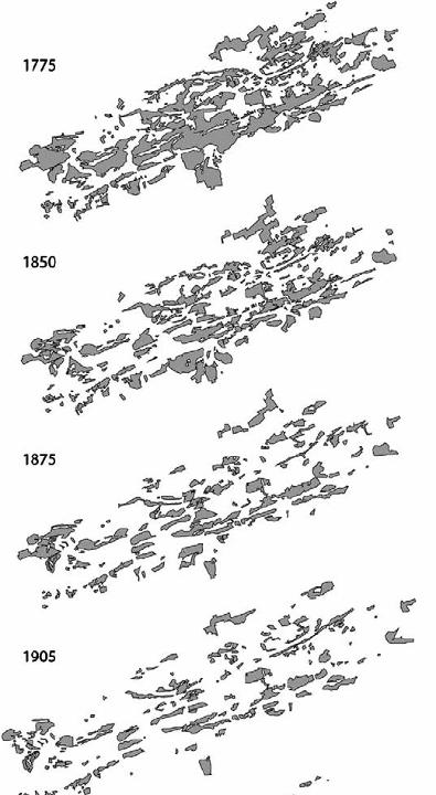 Viroinval regio tussen 1775 and 2003 4000 ha in 1775 30