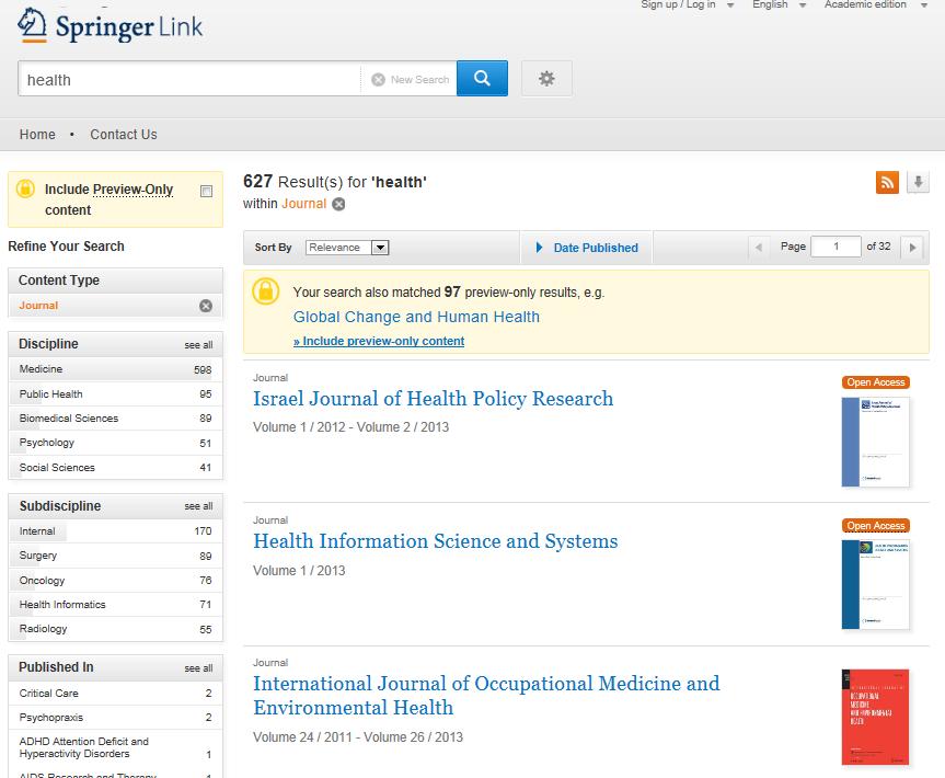 3) Springer Online Journals & Journals Archive onderdeel van
