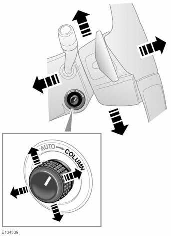 Stuurwiel Stuurwiel HET STUURWIEL VERSTELLEN INSTAP-/UITSTAPFUNCTIE Als u de stuurkolomverstelknop in de stand AUTO zet, wordt de stuurkolom verplaatst, zodat u makkelijker in en uit kunt stappen: