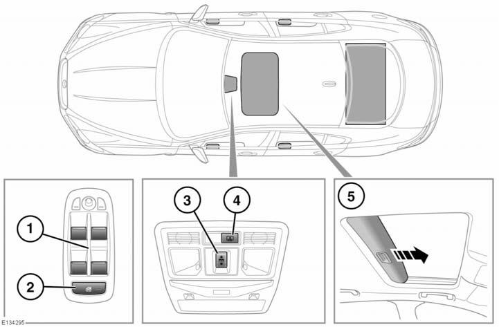 Ruiten Ruiten ELEKTRISCH BEDIENDE RUITEN 1. Ruitschakelaars: De ruiten kunnen nog vijf minuten worden bediend nadat de motor is uitgeschakeld, zolang er ten minste geen portieren zijn geopend. 2.