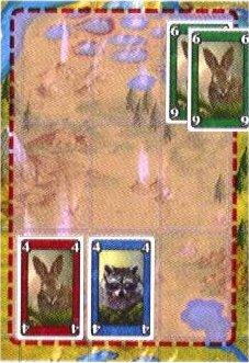 In dat geval bepaalt zijn uitgespeelde kaart een nieuw 3x3 raster. Alle dierenkaarten die buiten dat nieuwe 3x3 raster liggen, moet de speler van het speelbord nemen.
