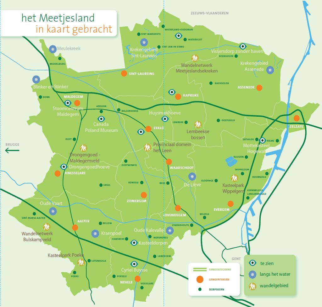 Toeristische clusters Meetjesland 2018 Krekengebied WNW Kreken Zwinregio Landschapspark Drongengoed WNW
