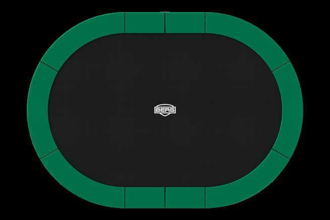 1. DE OVALE VORM 520 cm De ovale vorm combineert de efficiënte sterkte van een rond frame met het grote springoppervlak van een rechthoekige trampoline.