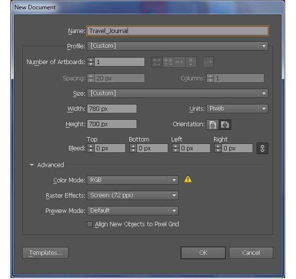 Programma : Adobe Illustrator CS6 Geschatte voltooiingstijd: 120 minuten Moeilijkheidsgraad: beginner-gemiddeld Stap 1 Start Illustrator en druk vervolgens op (Ctrl + N ) om een nieuw document te