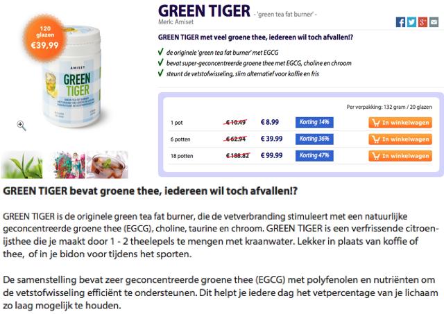 IV: advertentie Green Tiger Letterlijke advertentietekst (1) (Koop het afslankmiddel Green Tiger) 1.