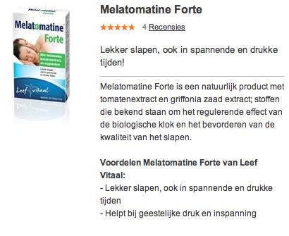 IV: advertentie Melatomine Forte Letterlijke advertentietekst (1) (Koop het middel Melatomine Forte) 1.1a Melatomine Forte helpt bij geestelijke druk (1.