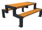 FALCOBLOC Picknick tafel model FalcoBloc, steunen profiel 100 mm, elke zitting van 2 FSC hardhouten delen 145x60 mm, tafel van 5 FSC hardhouten