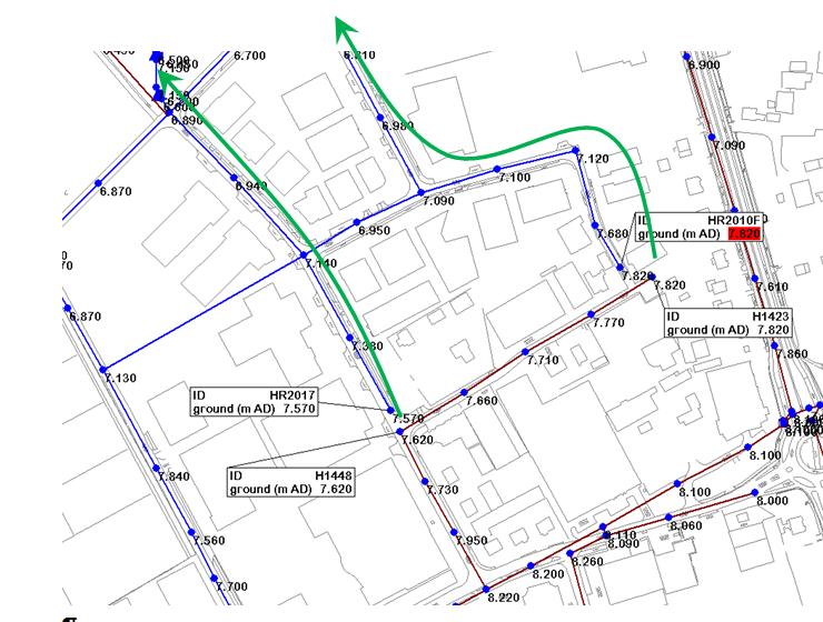 Veldzichtweg en Jagerserf In de bestaande situatie treedt in de Veldzichtweg water op straat op (581 m³ bij bui 09 en 860 m³ bui 10).