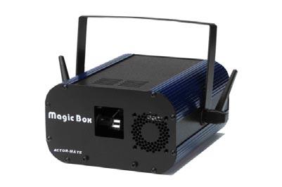Magic Box AL10 Series Introductie De Magic Box is een 1 kanaals DMX laser. Deze kan worden aangestuurd met een standaard DMX signaal.