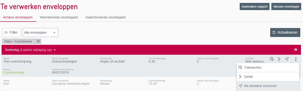 3. Verzenden actieve enveloppen 3.1.