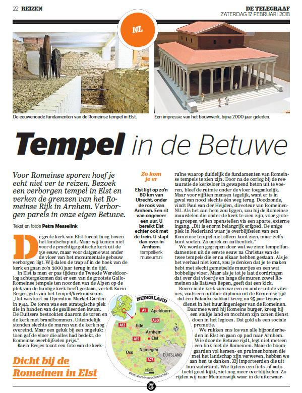 Lezing Romeinste tempels in Elst, Door Harrie Vens Onder de vloer van de huidige Grote Kerk bevinden zich unieke restanten van twee tempels.