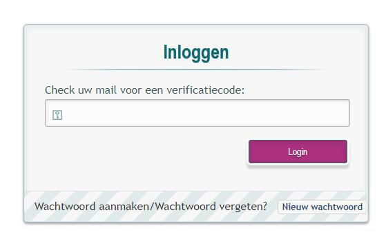 Twee-factor authenticatie Na het invoeren van uw gebruikersnaam en uw wachtwoord, ziet u het volgende scherm: Figuur 2: invoeren verificatiecode Per mail zult u een zgn.