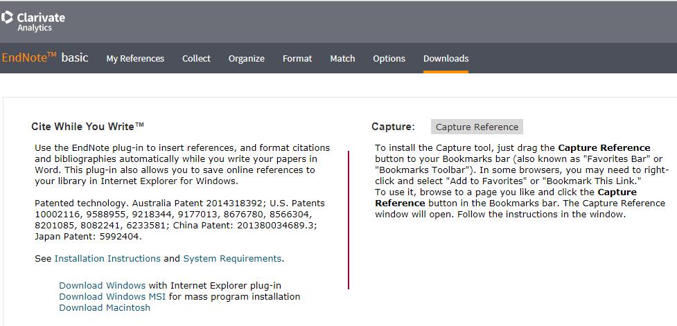 Plug-ins downloaden voor laptop Ga in Endnote naar het tabblad Downloads.