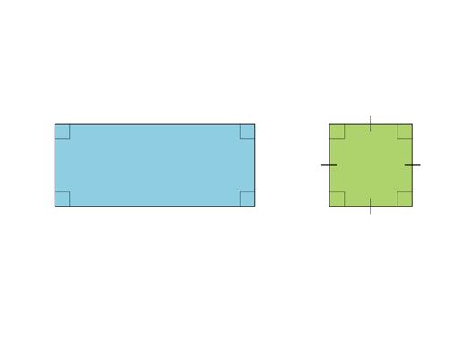 Parallellogram Twee aan twee evenwijdig Sheet 7 Gelijke zijden De hoeken van een blaadje papier noem je rechte hoeken. Vierhoeken waarvan alle hoeken recht zijn noem je een rechthoek.