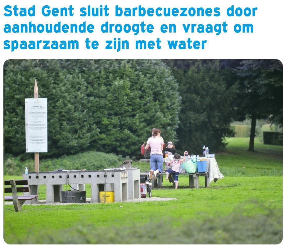 Impact van hitte Stad Gent sluit barbecuezone door