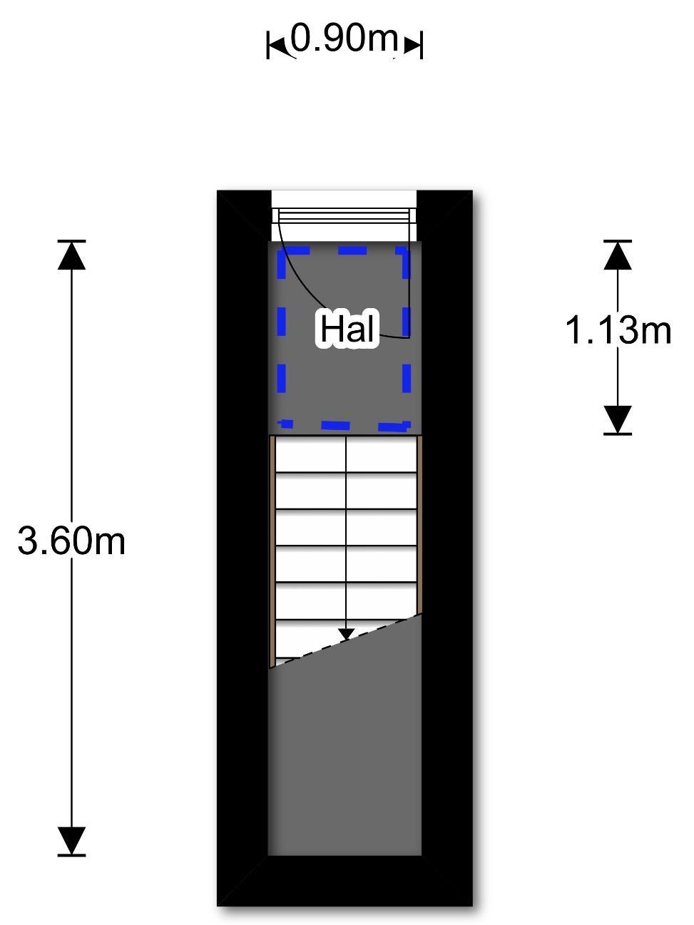 Bosboomlaan 12A, Schiedam 1ᵉ verdieping H = 2,61 m Gebruiksoppervlakte wonen 1,02 m² Gebouw gebonden buitenruimte 0,00 m² Bij het bepalen van de vloeroppervlakte en inhoud is uitgegaan van de NEN