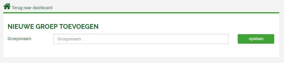 Er hoeft alleen een groepsnaam te worden opgevoerd. Daarna wordt de groep toegevoegd aan de lijst met bestaande groepen.