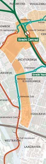Die zones worden bediend door twee assen: een verbindende lijn tussen Nieuwegein en de Uithof met rela ef grote halte-afstanden en een ontsluitende lijn