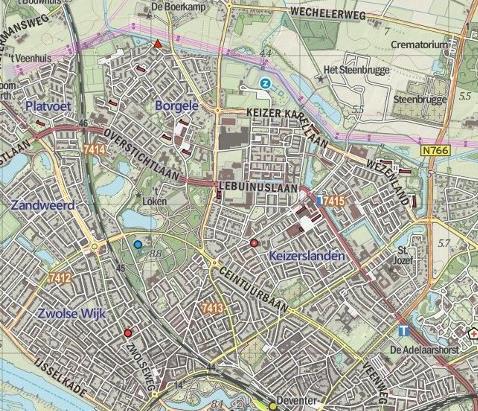 Situatie plangebied Het plangebied bevindt zich aan de noordzijde van Deventer en heeft betrekking op de gronden van de voormalige fabriekslocatie van Auping aan de Laan van Borgele.
