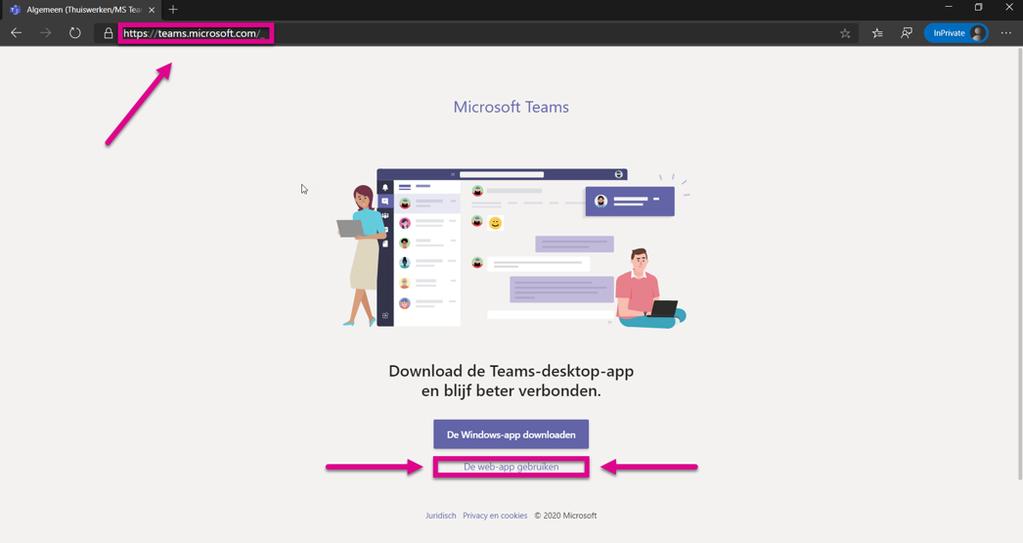 Teams in de browser of applicatie Als je een PC met Windows gebruikt, kun je Teams ook in de browser starten.